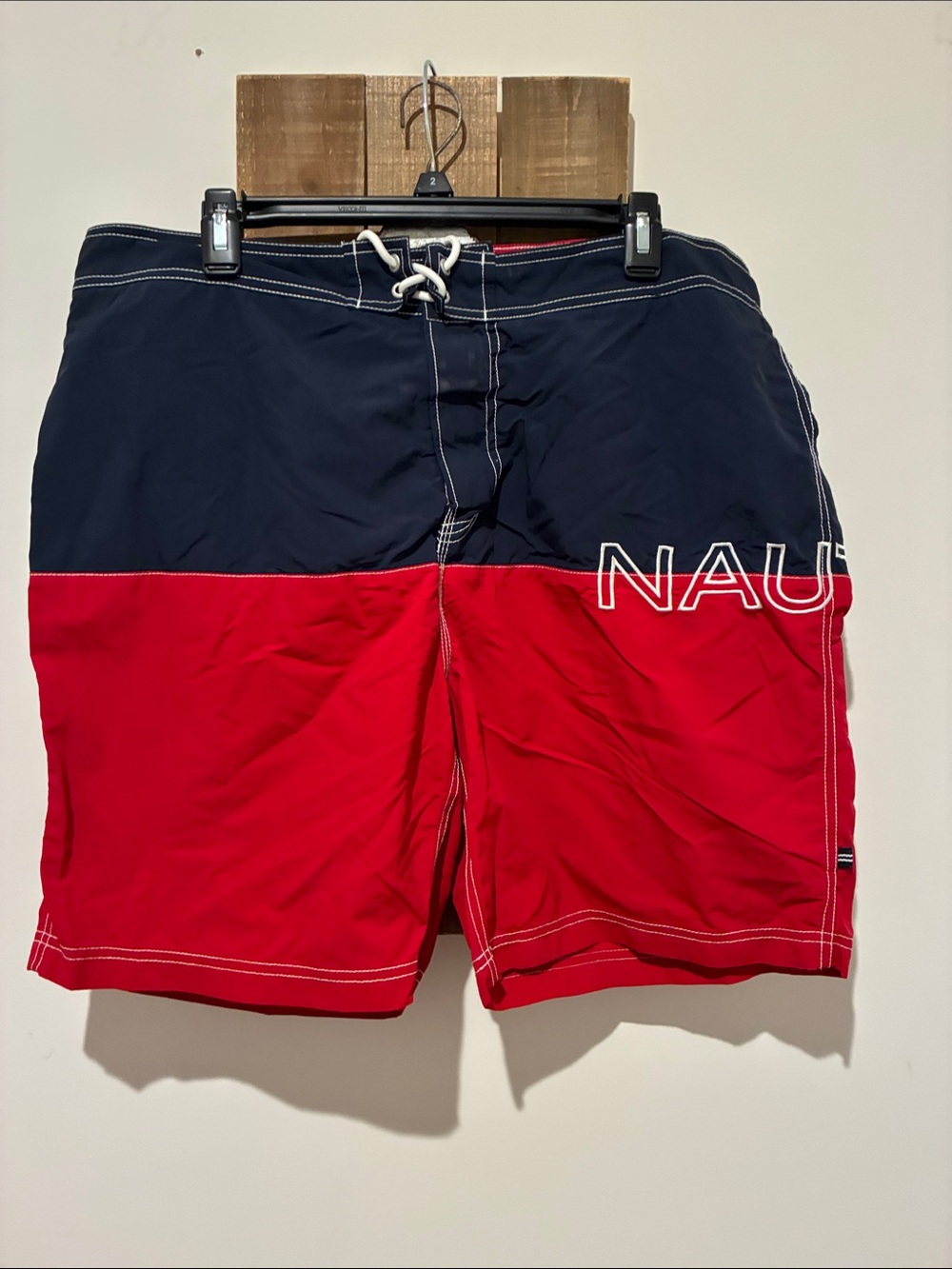 Nautica Navy and Red Two-Tone Swim Shorts